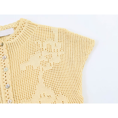 Women's O Neck hollow knitted top