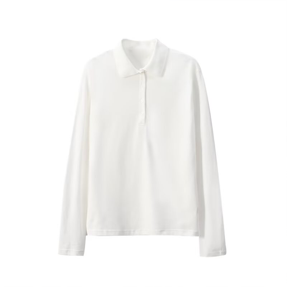 Women's casual versatile long sleeved polo shirt
