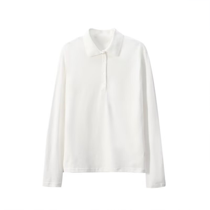 Women's casual versatile long sleeved polo shirt