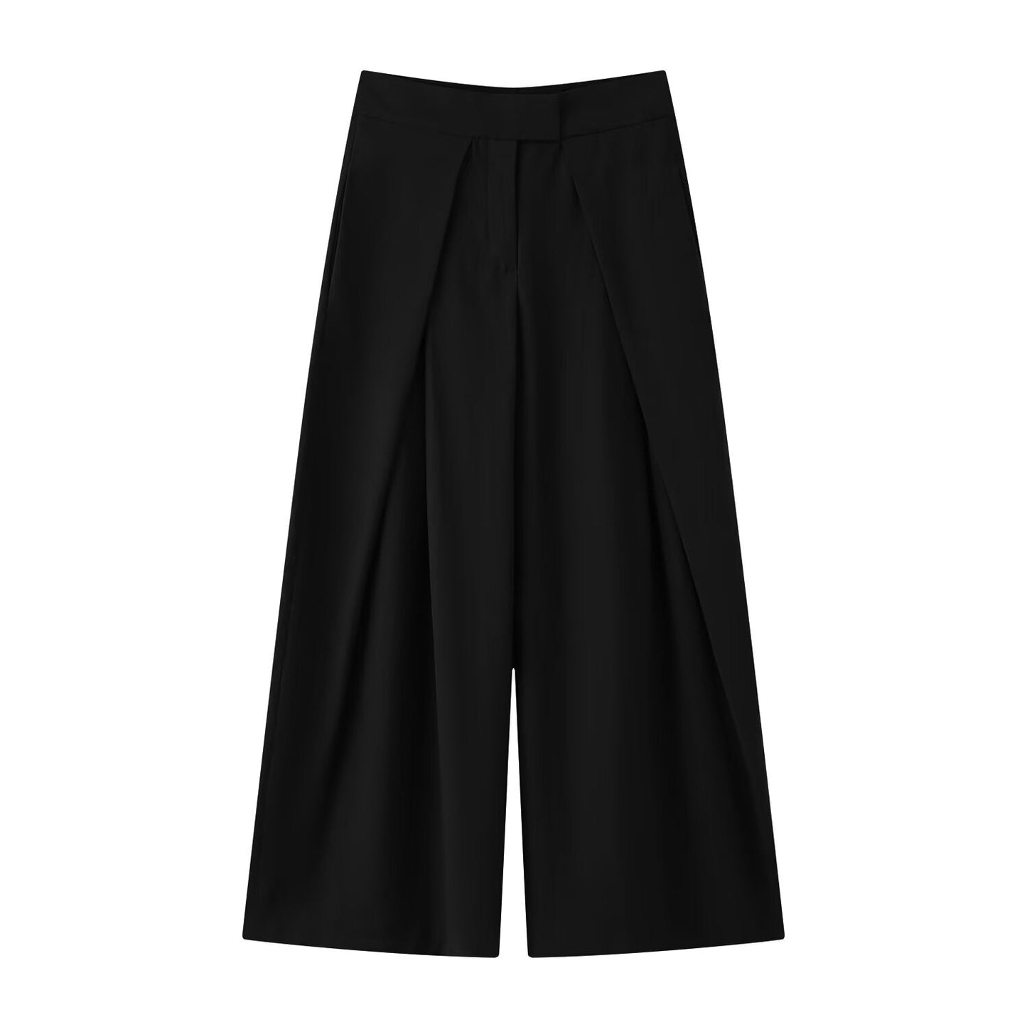Women's new casual loose zipper pleated trousers
