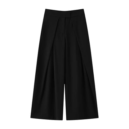Women's new casual loose zipper pleated trousers