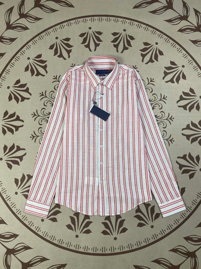 Women's New Fashion Joker Casual Sun Protection Embroidered Slub Cotton Pinstripe Lapel Long Sleeve Shirt Top.