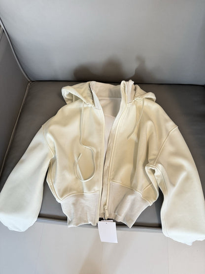 LU women's new casual versatile brushed full zip hooded sweatshirt