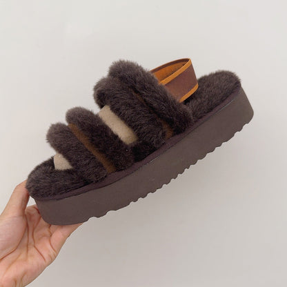 Women's new Joker platform elastic belt sandals.