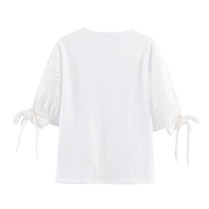 Women's Round-Neck Embroidered T-Shirt