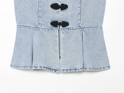 Women's rope knot denim vest style top