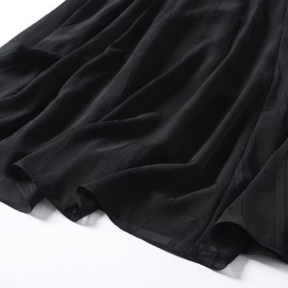 Women's New Fashion draped texture Plaid wide swing MIDI skirt