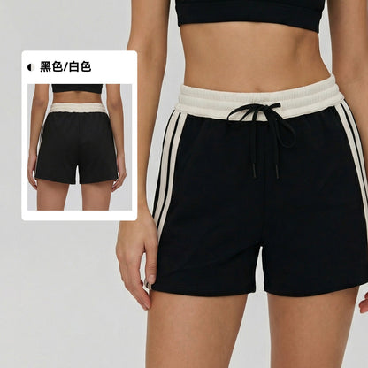 Women's 2026 new contrast drawstring loose casual shorts