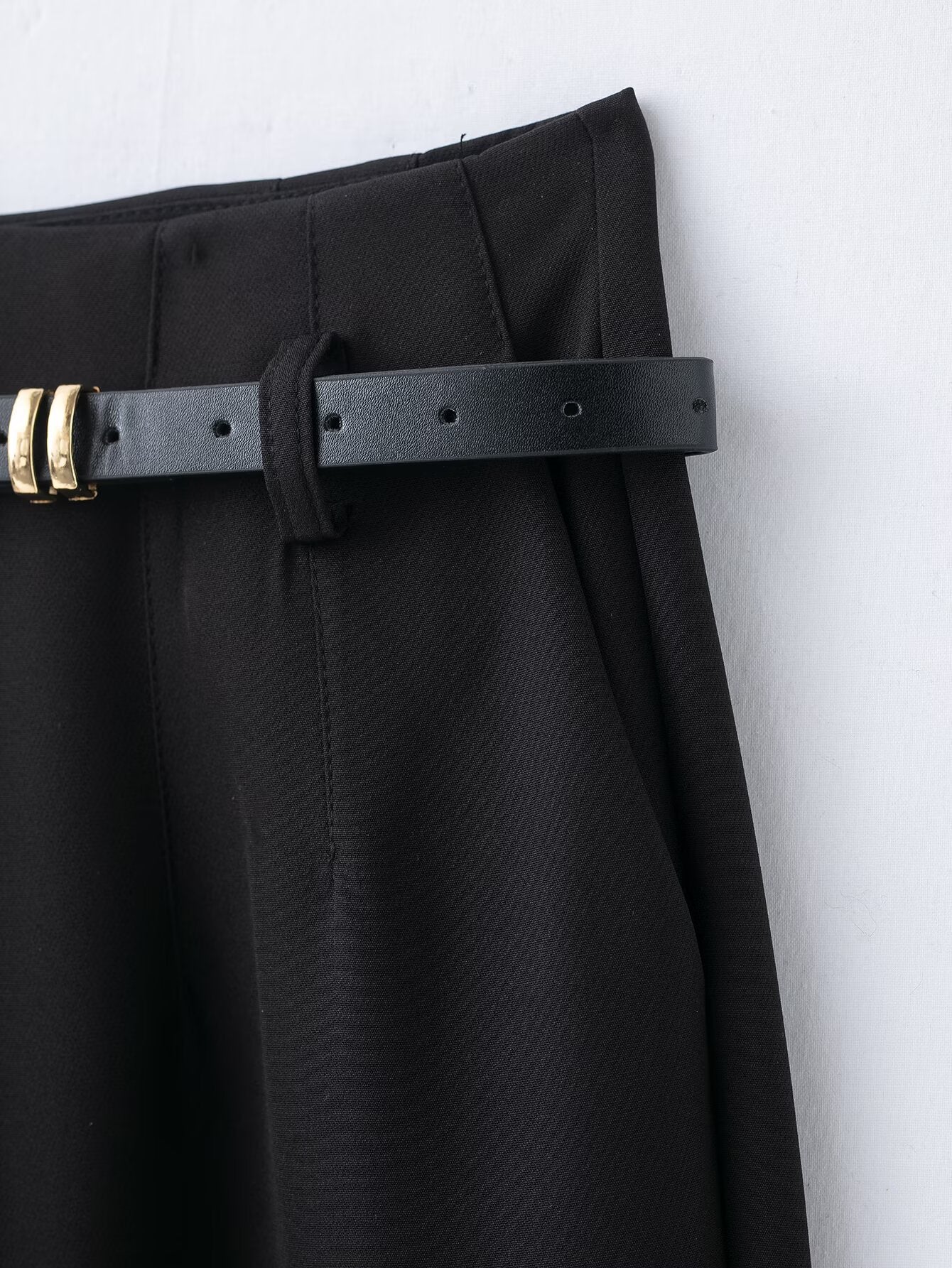 Women's With Belt casual straight high waisted pants