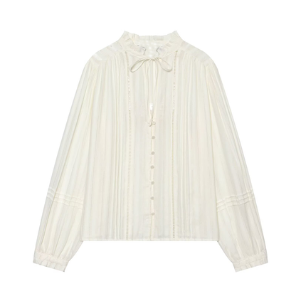 Women's vertical lace casual lace up shirt