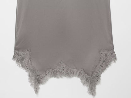 Women's pleated decorative lace suspender dress