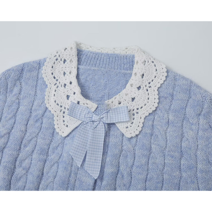 Women's doll collar crochet knitted cardigan