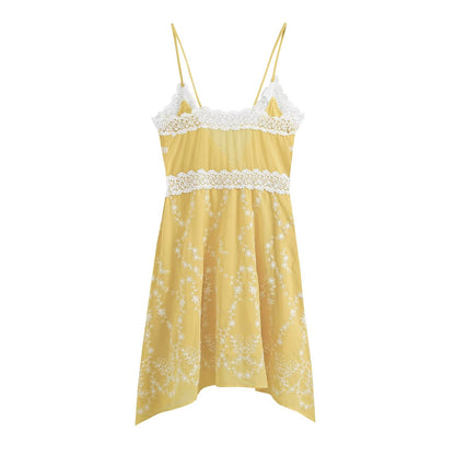 Women's embroidered suspender MIDI dress