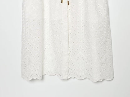 Women's hollowed out embroidered shirt style dress