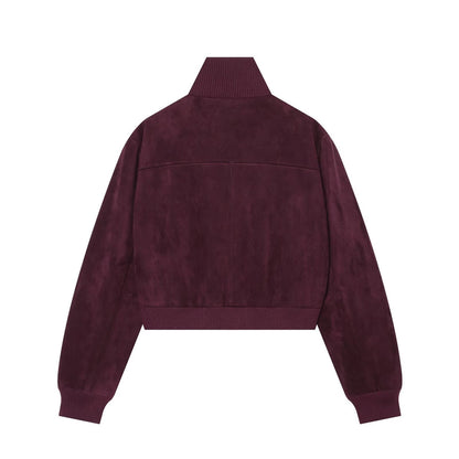 Women's Anti suede effect short stand collar Coat