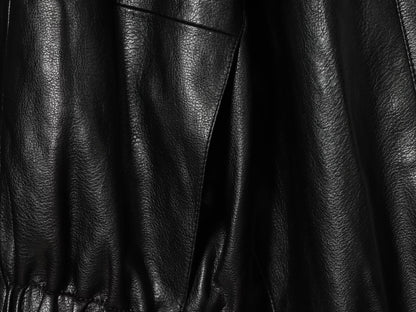 Women's black chimney collar faux leather Coat