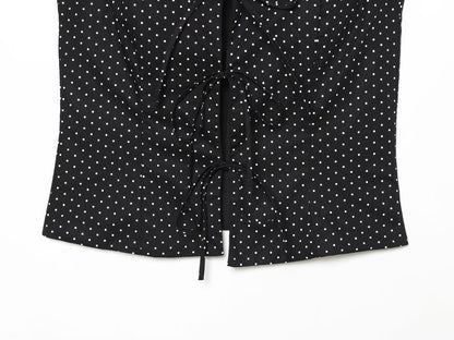 Women's bow decoration polka dot poplin shirt