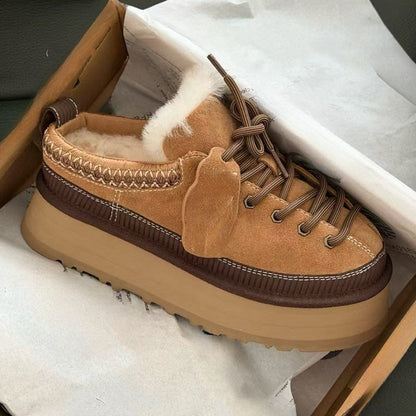 Women's new lace-up thick-soled one-pedal snow boots