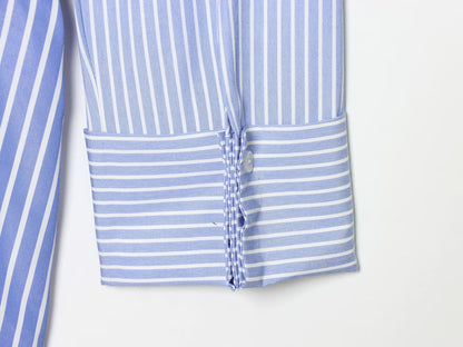 Women's knot decoration striped shirt style dress