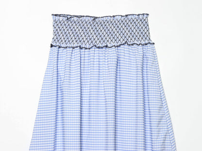 suit Women's 2 pieces embroidered checkered MIDI skirt + tops