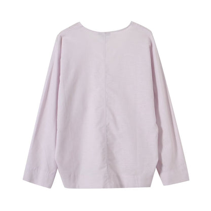 Women's loose V-neck linen blend cover shirt