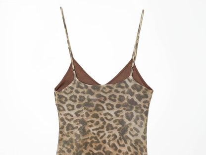 Women's animal print tulle suspender dress