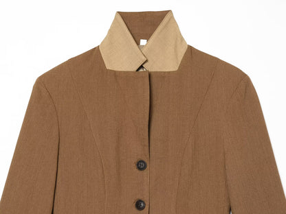 Women's slim linen blend Blazer Coat