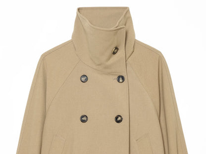 Women's with drawstring double breasted windbreaker Coat