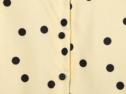 suit Women's 2 pieces short drawstring pleated polka dot Coat+Shorts