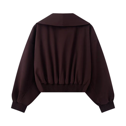 Women's long sleeved lapel short Coat