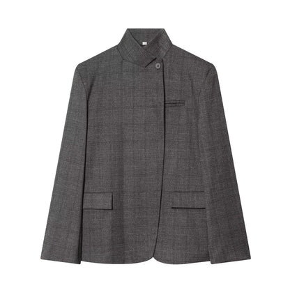 Women's casual stand collar wool blend Blazer Coat