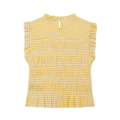 Women's short honeycomb plaid top