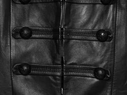 Women's short rope knot buckle imitation leather Coat