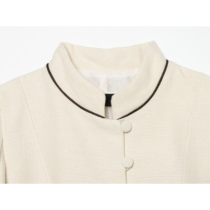 Women's contrasting color trimmed slim Blazer Coat