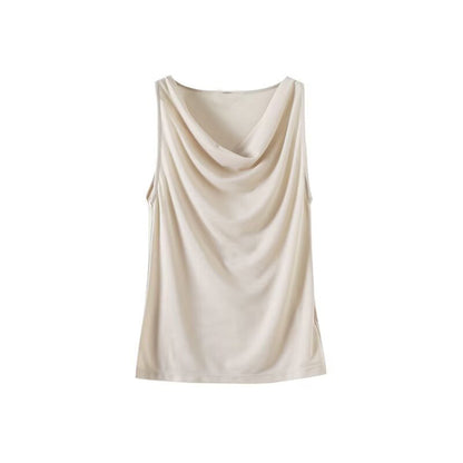 Women's New Fashion Solid Swing Collar Sleeveless T-shirt Top