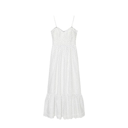 Women's hollowed out embroidered polka dot MIDI dress