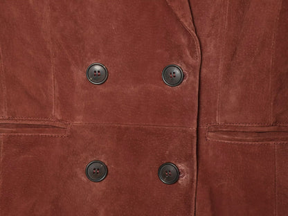 Women's slim double breasted suede Blazer Coat