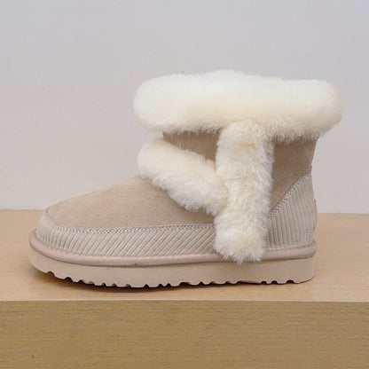 Women's new long-haired booties warm low boots
