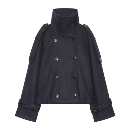 Women's thick double breasted chimney collar Coat