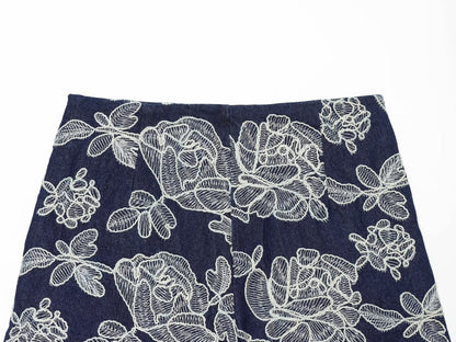 Women's slim versatile embroidered culottes