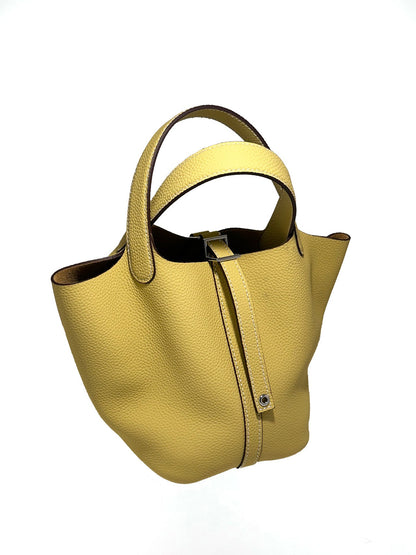 Women's New Casual Fashion Bucket Bag Leather First Leather Portable Shopping Basket Bag
