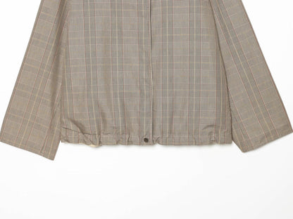 Women's double-sided wear short plaid windbreaker Coat