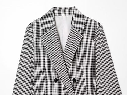 Women's With Belt casual plaid Blazer Coat