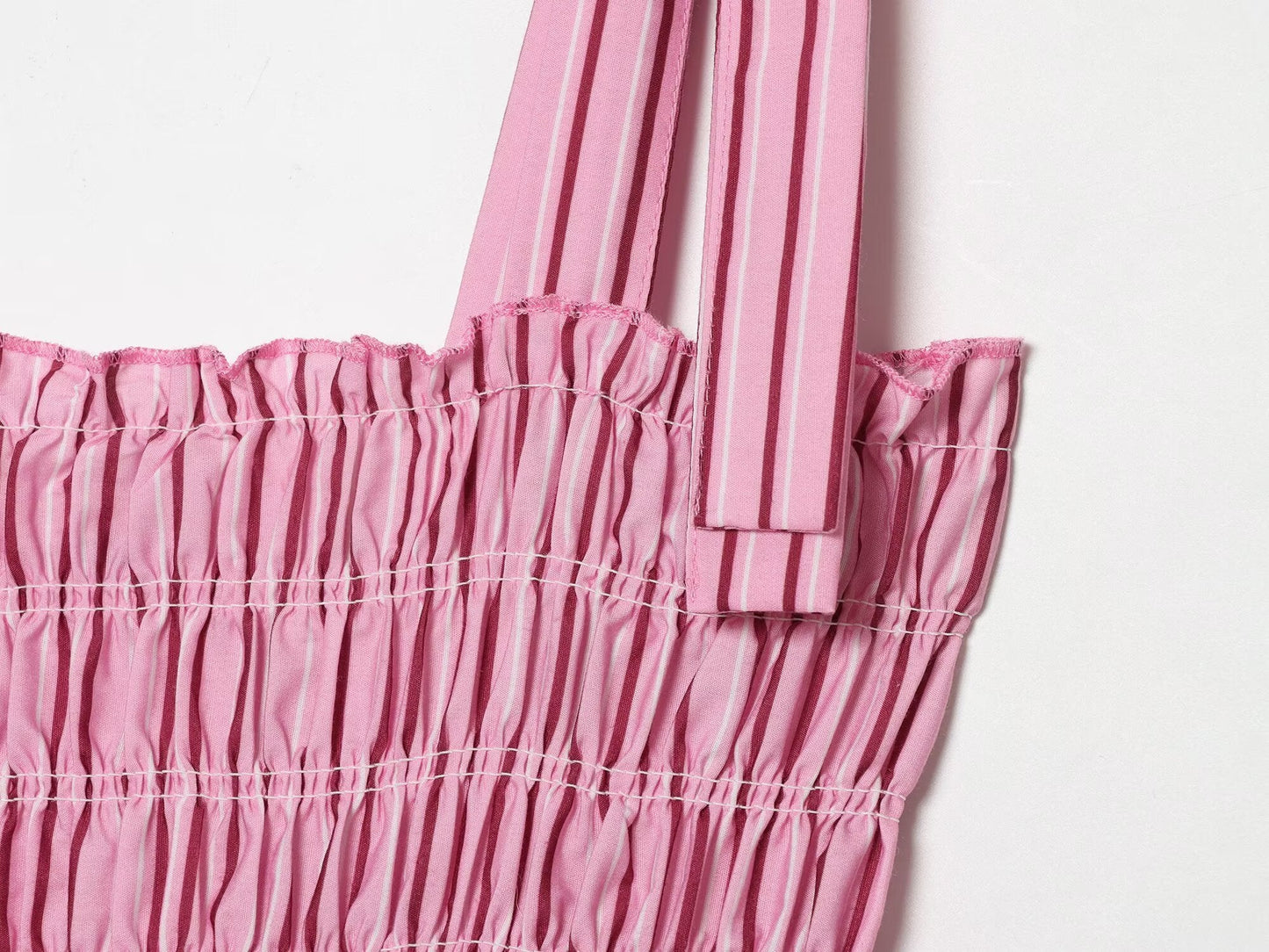 Women's bow wide shoulder strap striped dress