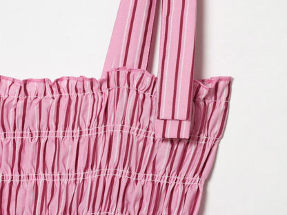 Women's bow wide shoulder strap striped dress