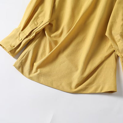 Women's draped Swing collar linen blend cover shirt