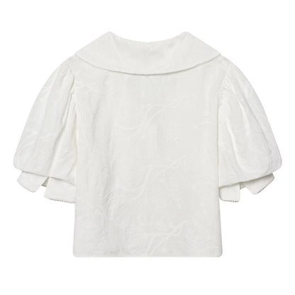 Women's new small round Neck embroidered shirt