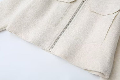 Women's lapel pocket decoration short jacket Coat