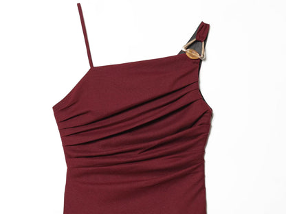 Women's linen asymmetrical MIDI dress