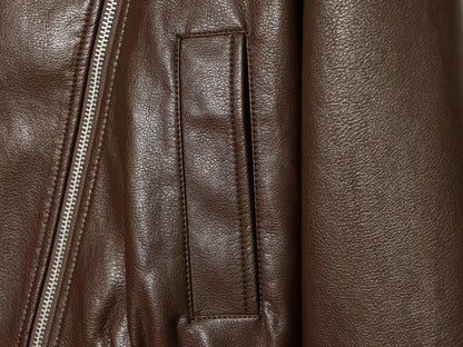 Women's large lapel imitation leather jacket Coat